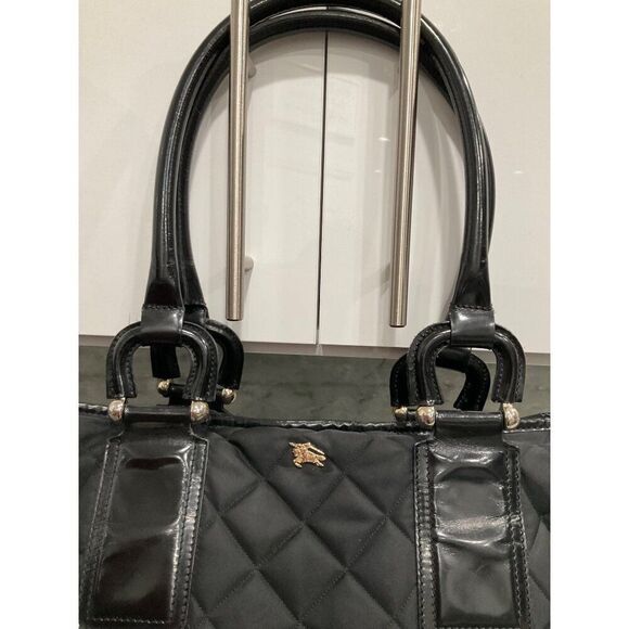 Burberry Quilted Tote Bag‎ In Black With Leather Trim - Picture 4 of 13